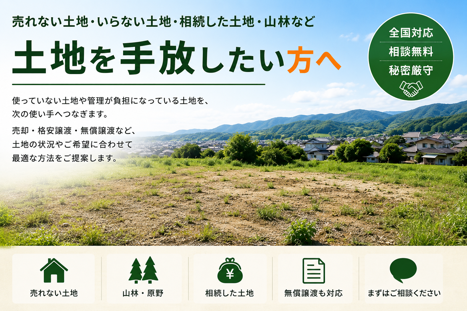 土地を手放したい方へ